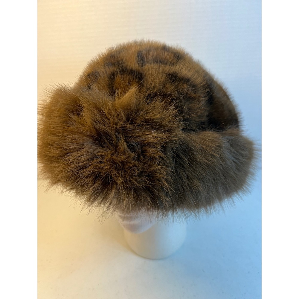 Rachel Zoe Brown Leopard Print Soft Faux Fur Winter Hat RN137624
